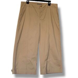 Lauren Ralph Lauren Cropped Wide Leg Pants Size 14 Tan Khaki Lightweight